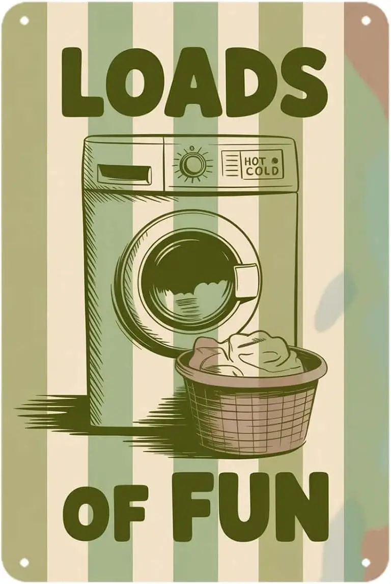 Laundry Room Decor Tin Sign Loads Of Fun Washing Machine Vintage Metal Signs Wall Decor for Kitchen Bar Cafe Bedroom Home Patio