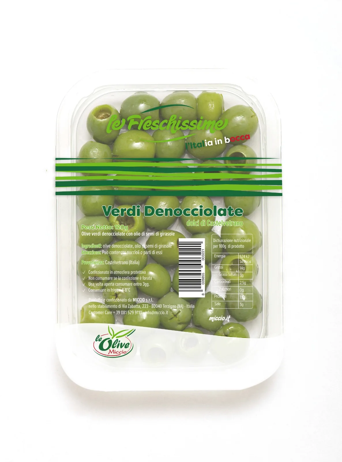 Olive Verdi Denocciolate 120gr opk - Miccio