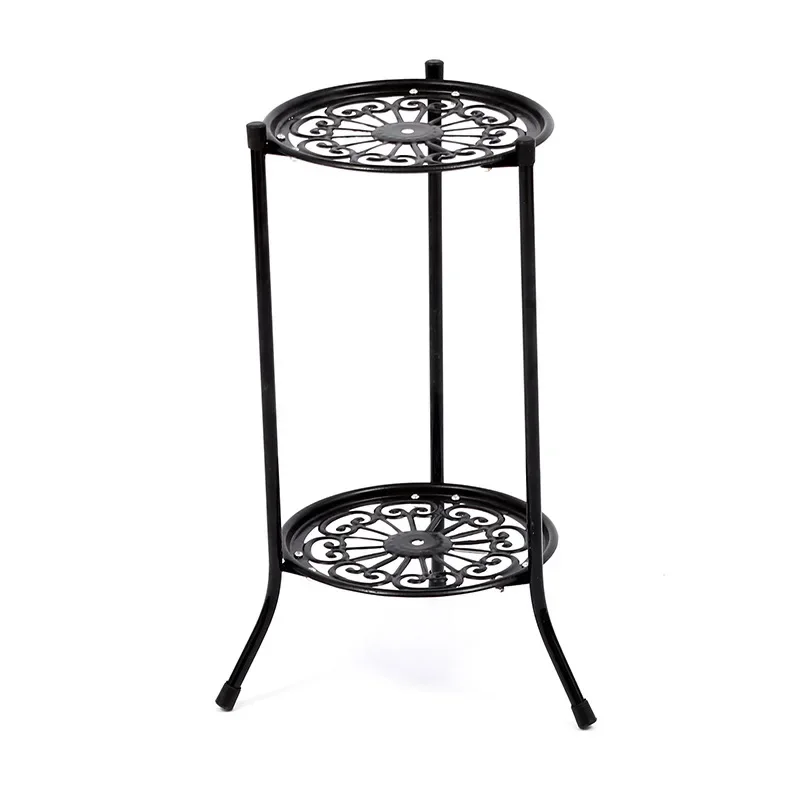 2-Tiered Tall Plant Stand Metal Plant Shelf Supports Rack for Indoor Outdoor Home Decoration