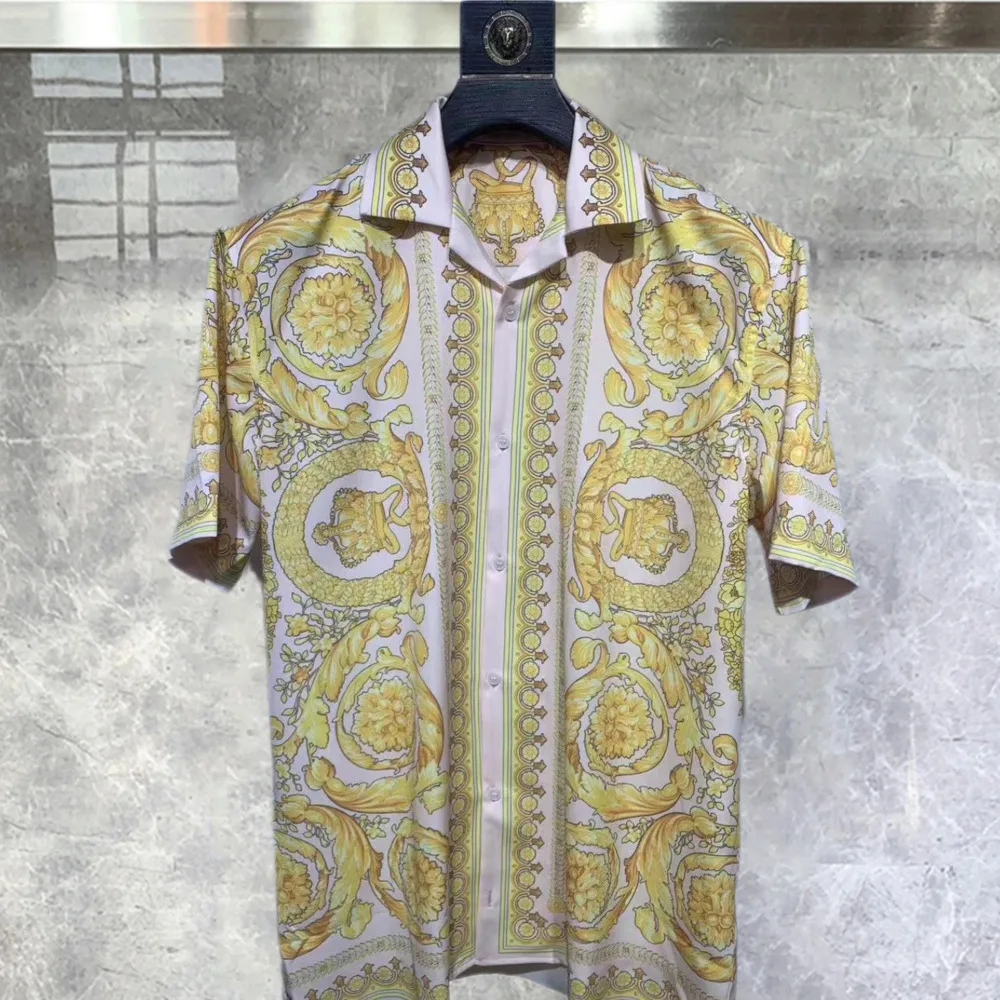 

Hawaiian Shirt Shirt Moda Hombre 2024 Summer New Gold Short Sleeved Shirt Fancy Print Casual Beach Holiday Chemise Homme