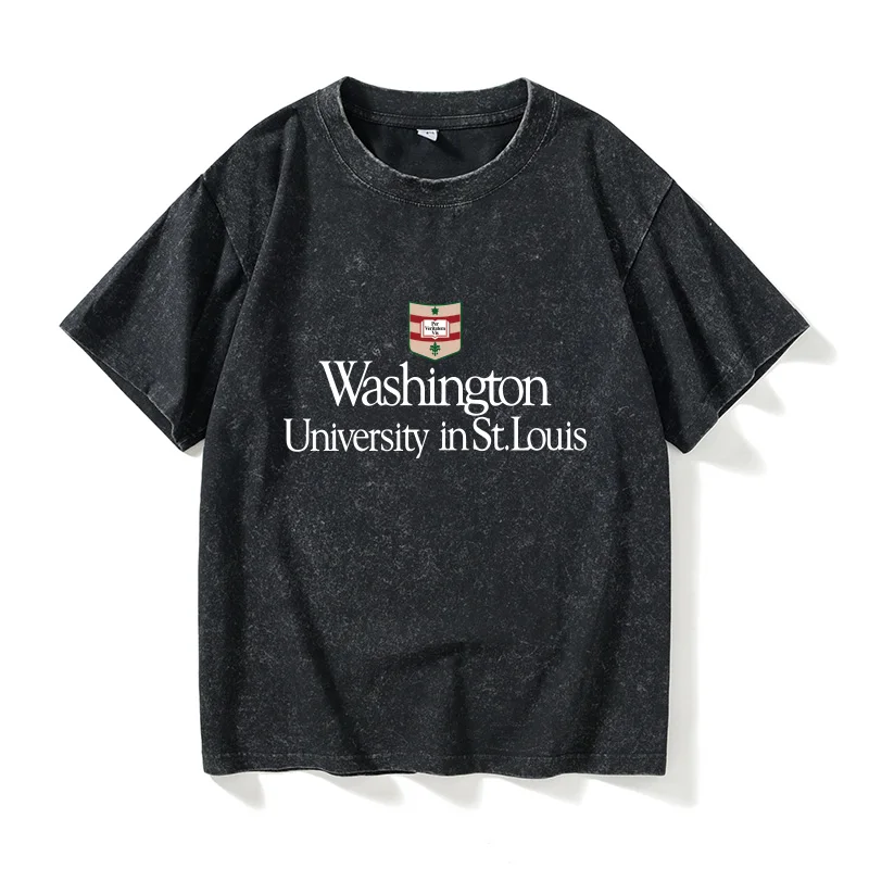 

WUSTL St. Louis Washington University Memorial Cotton T-Shirt Short Sleeve Windbreaker School Uniform Casual Style round Neck