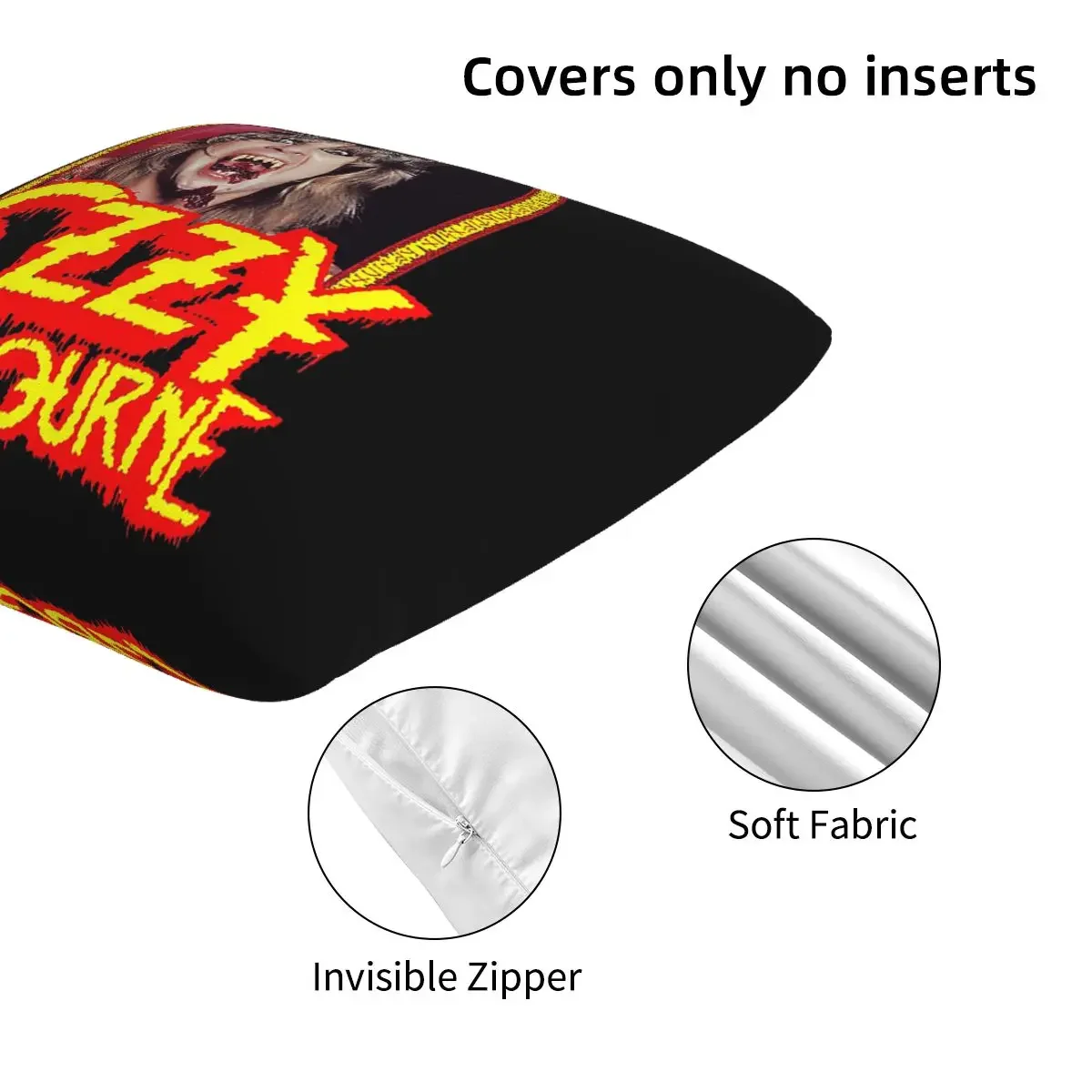 Ozzy Osbourne Merch Prince Of Darkness 2 قطعة غطاء وسادة مربع غطاء وسادة مريح رمي وسادة لغرفة المعيشة المنزلية