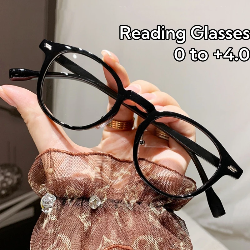 

2024 Anti Blue Light Presbyopia Glasses Trendy Round Frame Anti Fatigue Eyewear Personality Large Frame Women Reading Glasses