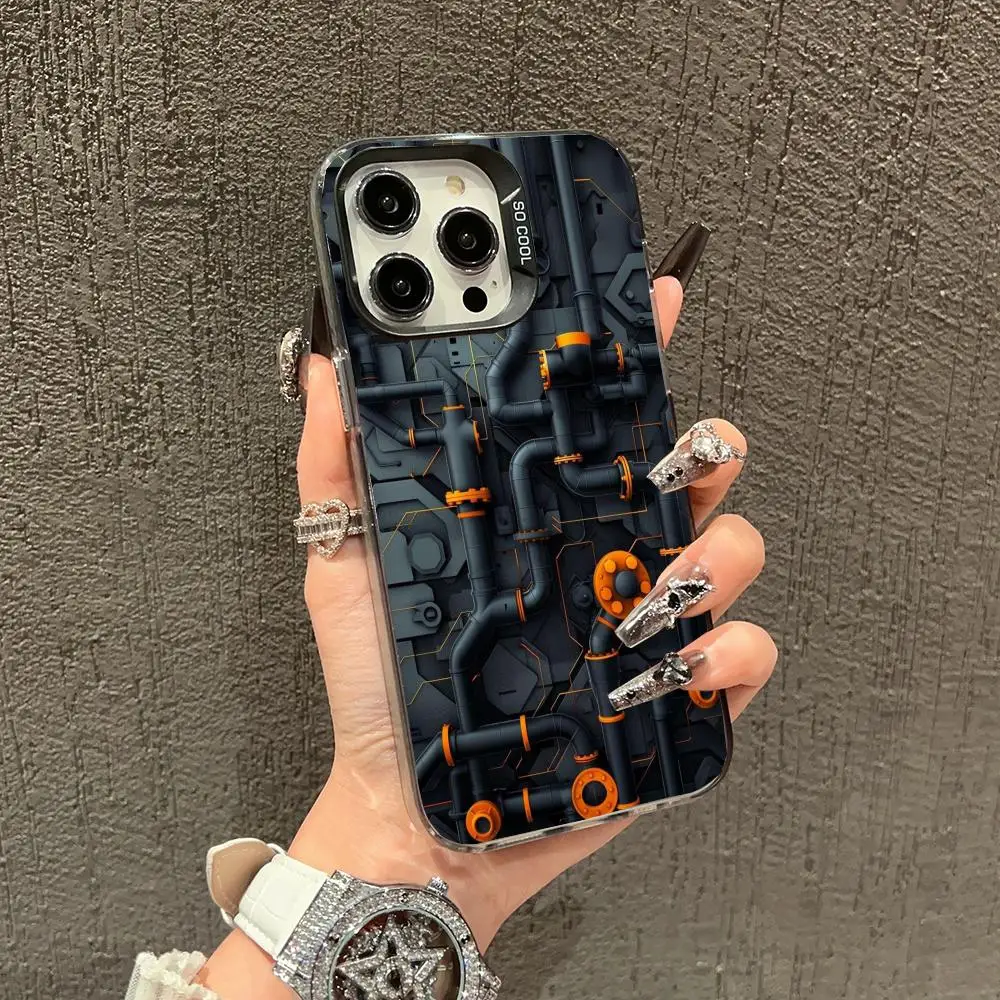 

Mechanical parts case for iPhone17 16 15 14 13 12 11 Pro/ Max/Plus shock-proof rear cover anti-fingerprint