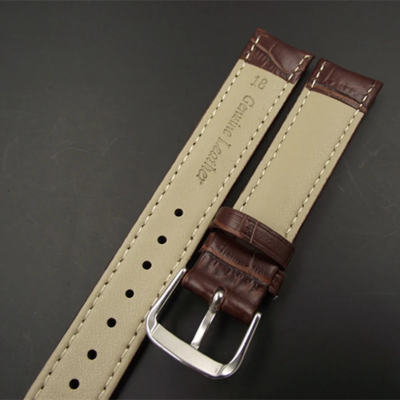 Wholesale 50pcs/Lot 8mm 10mm 12 14 16 17 18mm 19mm 20mm 22mm 24mm Genuine Cow Leather Watch Band Watch Straps Black White Brown