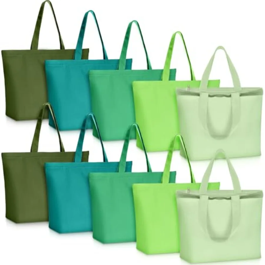 

Epakh Canvas Tote Bag with Zipper - Bulk Reusable Large Blank Cotton Grocery Shoppg Tote for Women Men DIY Craftg