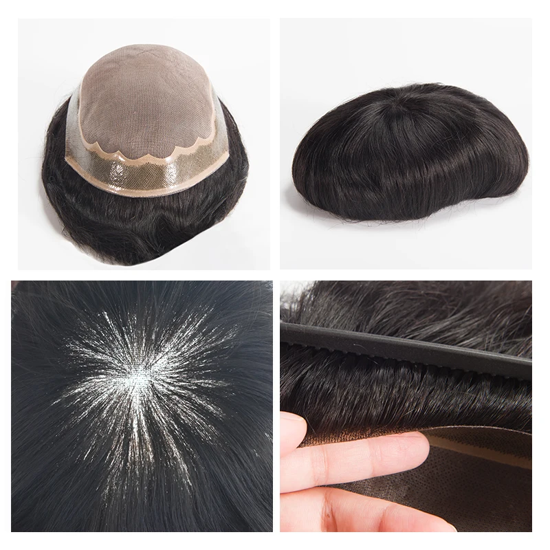 Men Toupee Mono&Soft Pu Durable Men Wigs 100% Indian Remy Hair Replacement System Men's Capillary Prosthesis Natural Hairpieces