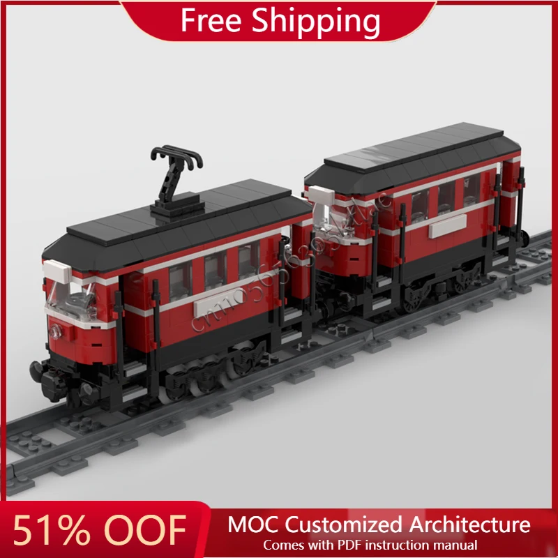 

477 PCS Hot Selling MOC Customize Medieval Creative Luxury Rail Red Train Model Kid DIY Assembly Toy For Christmas Birthday Gift