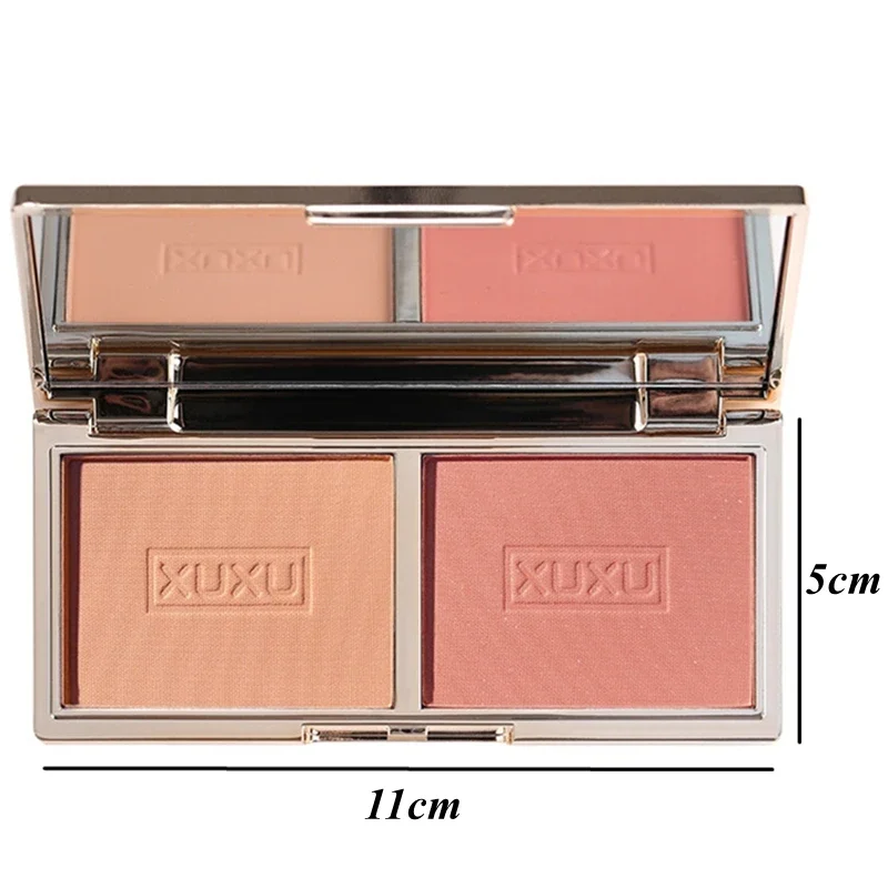2-kleuren Blush Palet Hoogwaardige Glitter Matte Perzik Gezicht Mineraal Pigment Naakt Wang Blusher Poeder Make-Up Contour Schaduw