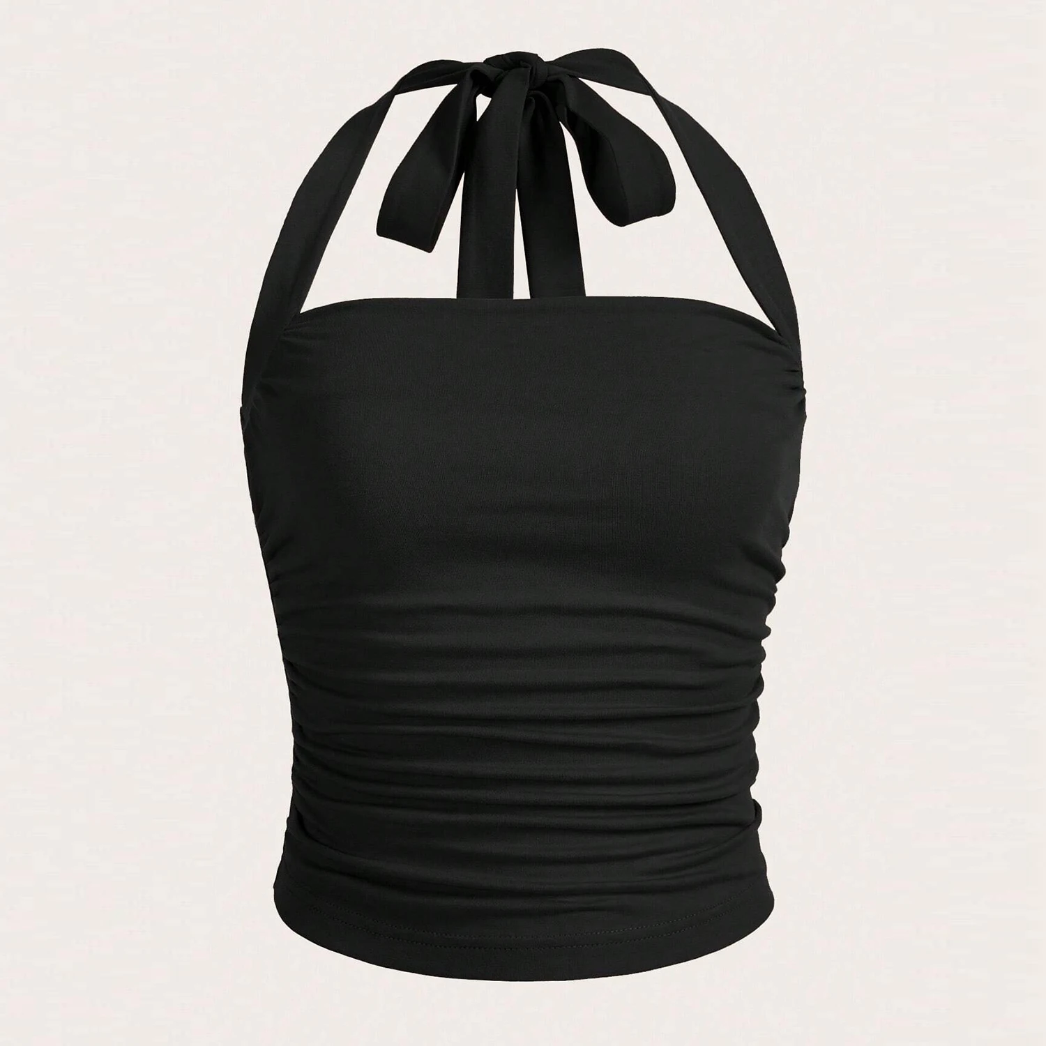 Mia Muse Tanks Summer Korean Fashion Solid Color Folds Sleeveless Halter Neck Skinny Fit Streetwear Tanks for Women