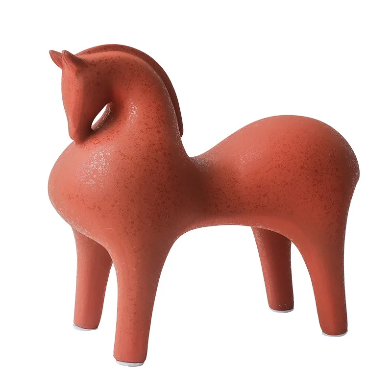 

Simple fat horse ceramic ornament Nordic simple abstract creative home hotel model room living room entrance jewelry