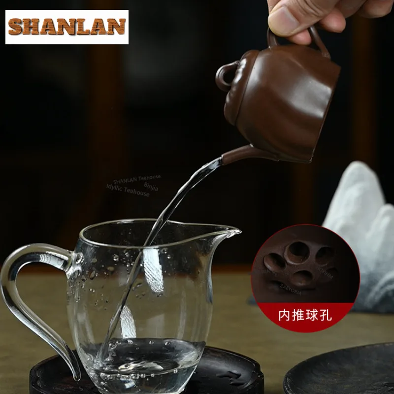 HOYIHM 100ml Authentic Yixing Purple Clay Teapots Handmade Melon Fun Pot Raw Ore Mud Tea Brewing Kettle Zisha Tea Set Cafes Gift