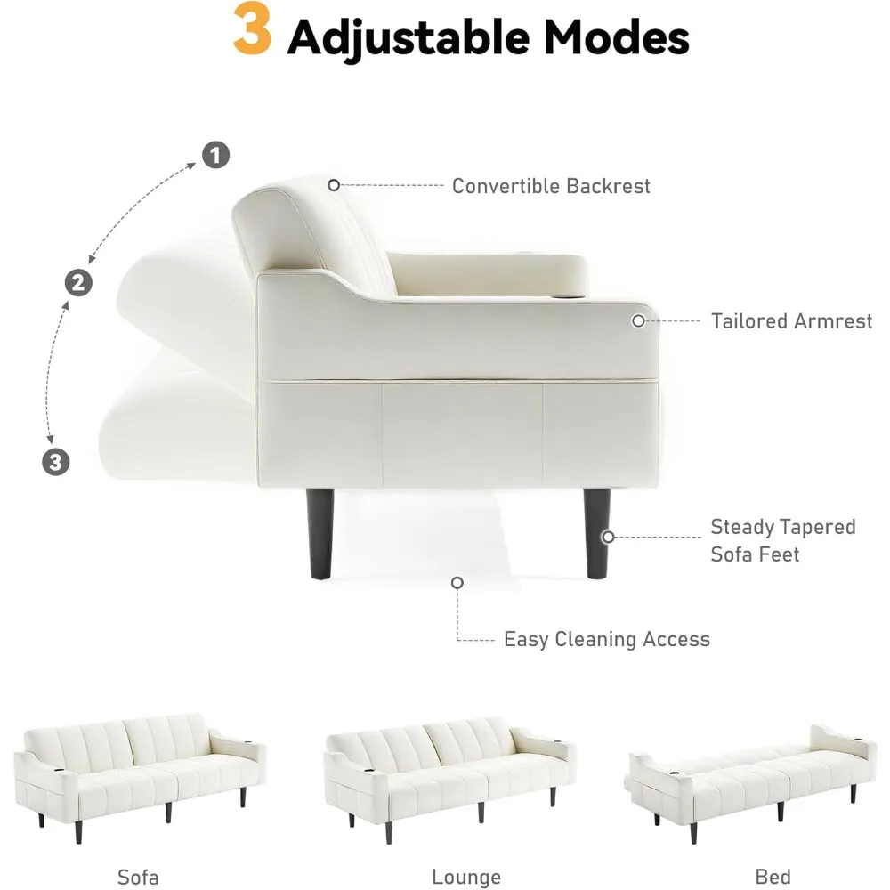 ฟูตงหนังเทียม "80" - เตียงนอนปรับเอนได้, เก้าอี้นั่งเล่นแบบปรับเปลี่ยนได้สำหรับห้องนั่งเล่น/อพาร์ทเมนต์