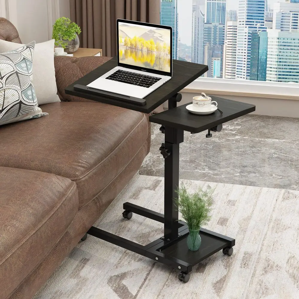 

Mobile Adjustable Height Laptop Stand PC Computer Portable Notebook Swivel Laptop Desk Rolling Table Desk Cart Tiltable with Wh