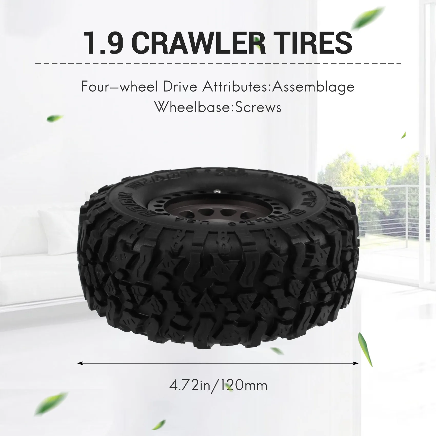 ชุดล้อแม็กซ์โลหะ YSUN-4PCS ขนาด 2.2 นิ้ว พร้อมยาง สำหรับรถบังคับวิทยุ 1/10 RC Crawler รุ่น Traxxas TRX4 TRX6 Axial SCX10 RR10