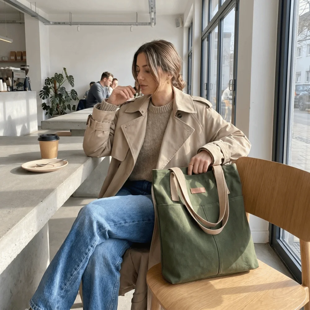 New Large Capacity Canvas Handbag Solid Color Fabric Shoulder Bag Lightweight High Quality Shopping Bag Grocery Shopping