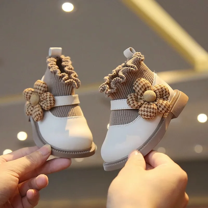 Baby Walking Shoes Kids' Sock Boots Spring Autumn Girls Princess Shoes Children Girls' Little Leather Shoes Toddler Ankle Boots