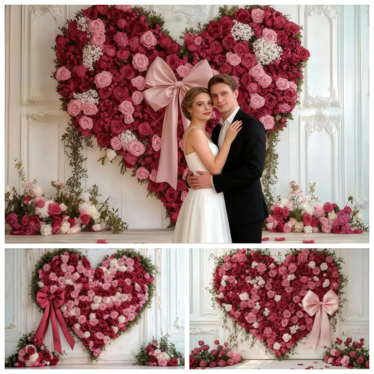 

Фоновые декорации для свадебных фотографий: европейский романтический стиль, День святого Валентина, цветочная стена, фон для предложения руки и сердца, церемония.