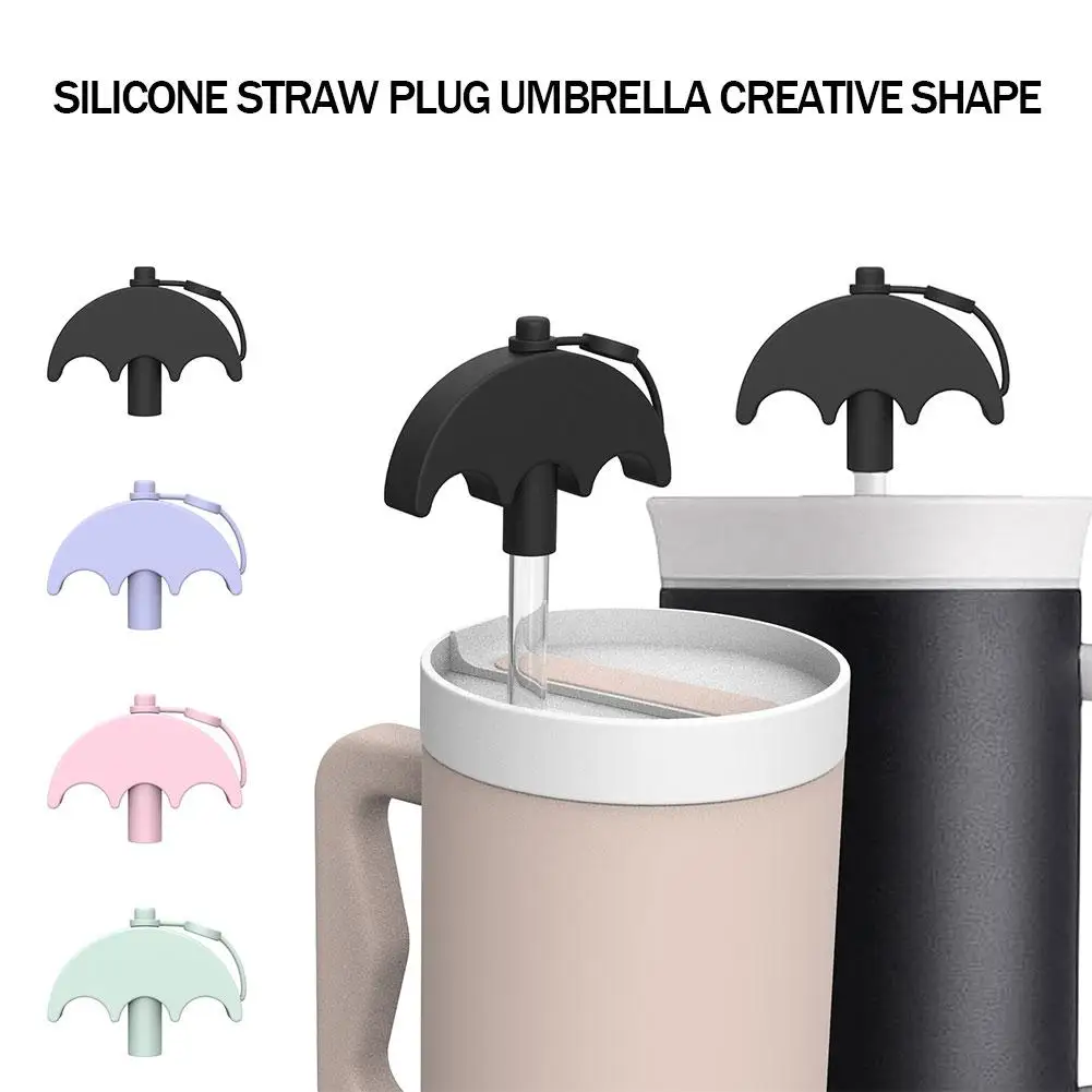 Silicone Straw Anti -lip Pattern Creative Umbrella Shape Dustproof Used For Stanley Bingba Cup Straw Hat Cute Silicone Plug J9E1