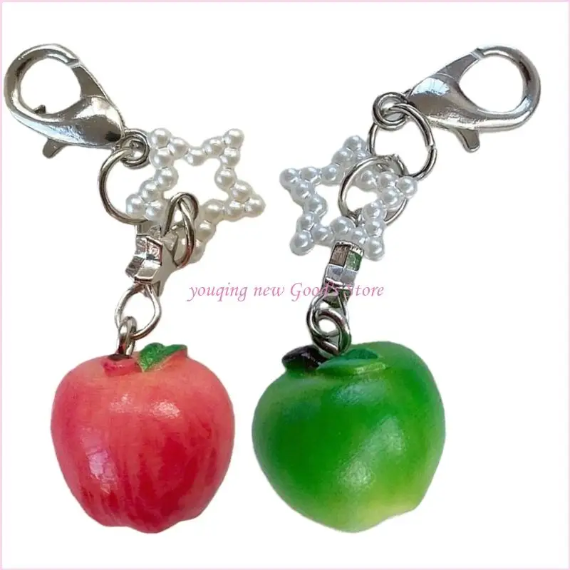 57QA – porte-clés ludique en résine alliage, accessoire Unique en forme fruit étoile, parfait pour personnaliser vos