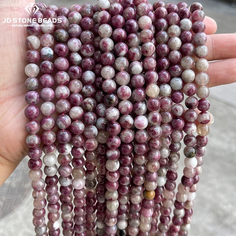 

Natural Stone Plum Blossom Tourmaline Bead Round Loose Spacer Beads for Jewelry Making DIY Bracelet Necklace Accessory Wholesale