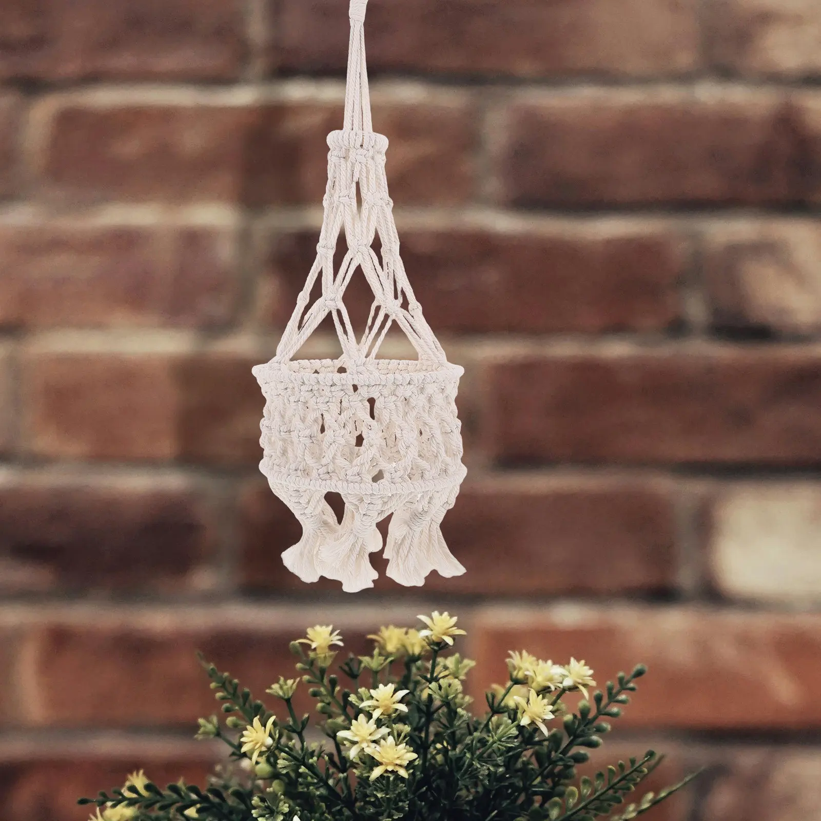 Macrame Lamp Shade Handmade Cotton Rope Bohemian Pendant Light Cover Rustic Woven Hanging Lampshade for Bedroom Living Room Dorm