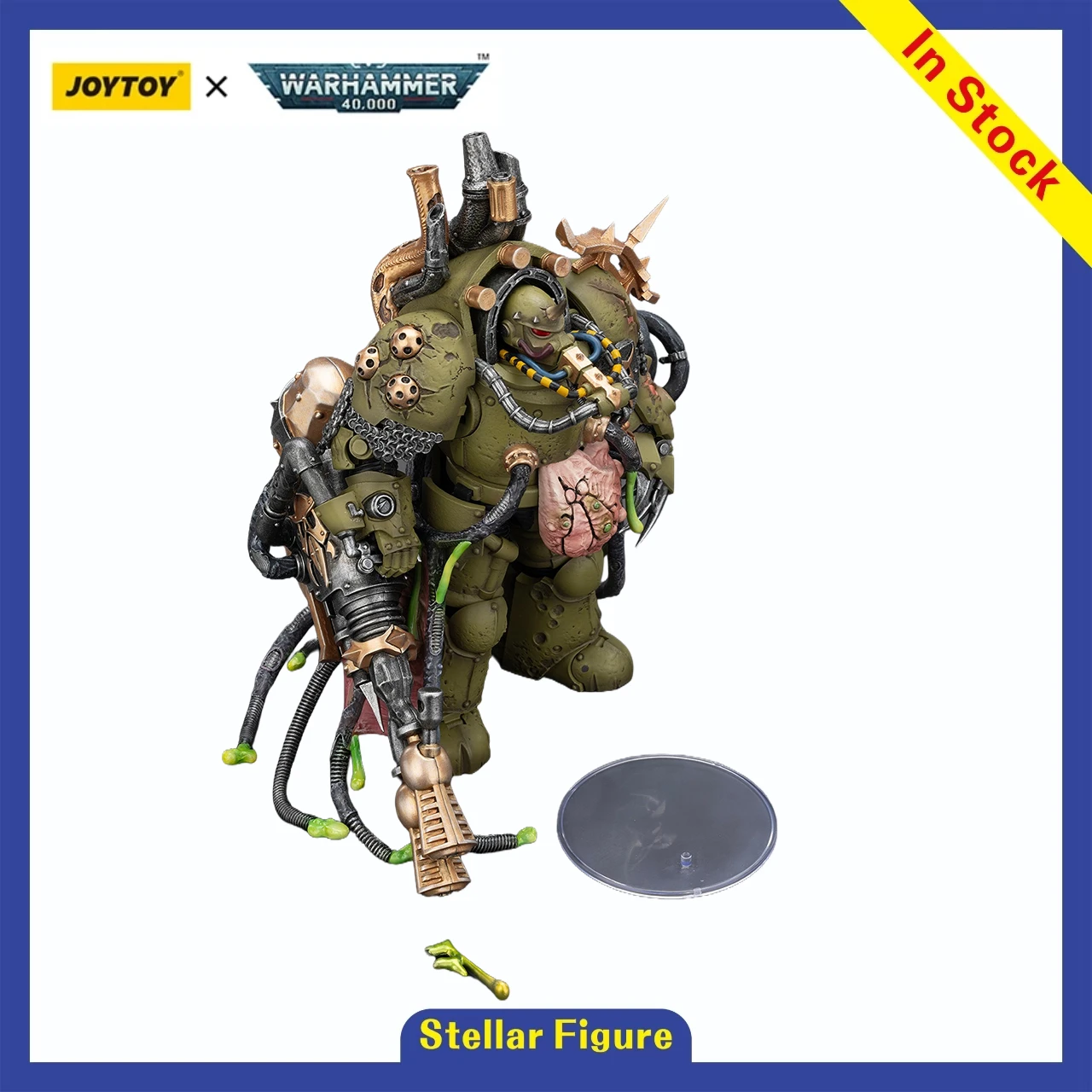 

【SF】JOYTOY Warhammer 40K 1/18 Action Figure Death Guar Lord of Virulence with Power Fist and Twin Plague Spewer Model Toys Gifts