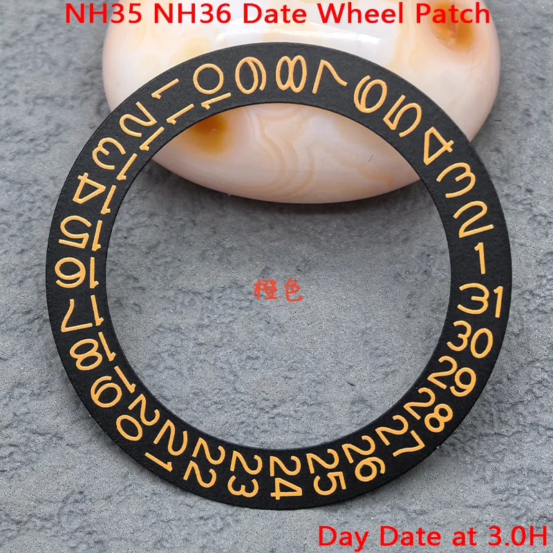 Customized NH35 Movement Date Wheel Patch Fit NH35 NH36 4R35 4R36 Movement Day Date at 3.0H NH35 NH36 Dial Wheel Paste Patch view 3