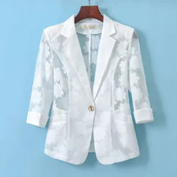 Blazer de encaje para mujer, abrigo sencillo de primavera y verano, elegante, ajustado, temperamento versátil, Top cómodo a la moda, 2023