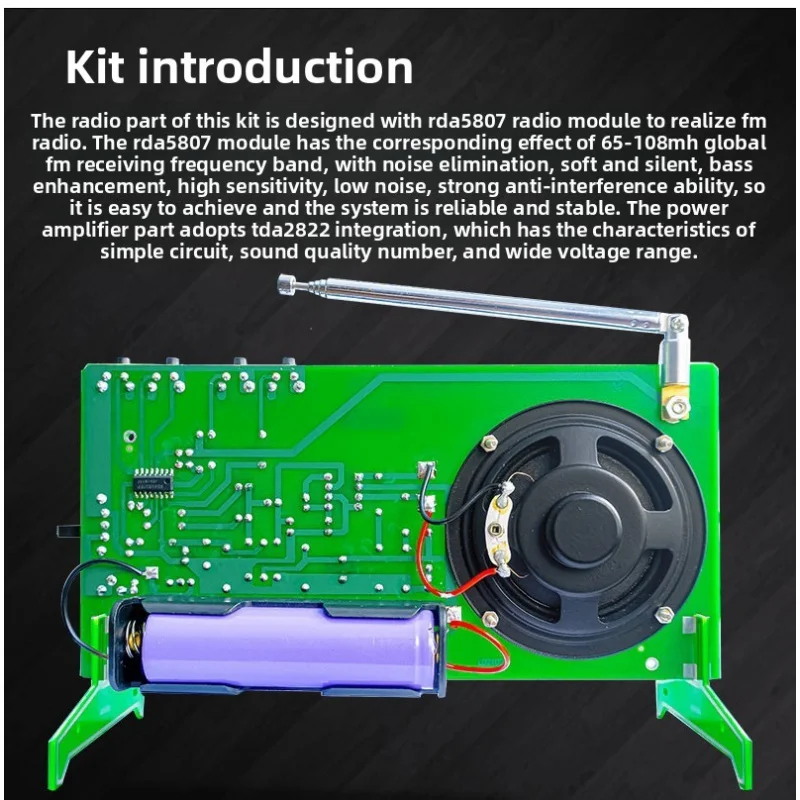 عدة إلكترونية RDA5807 زر راديو FM AM TJ56608 أجزاء