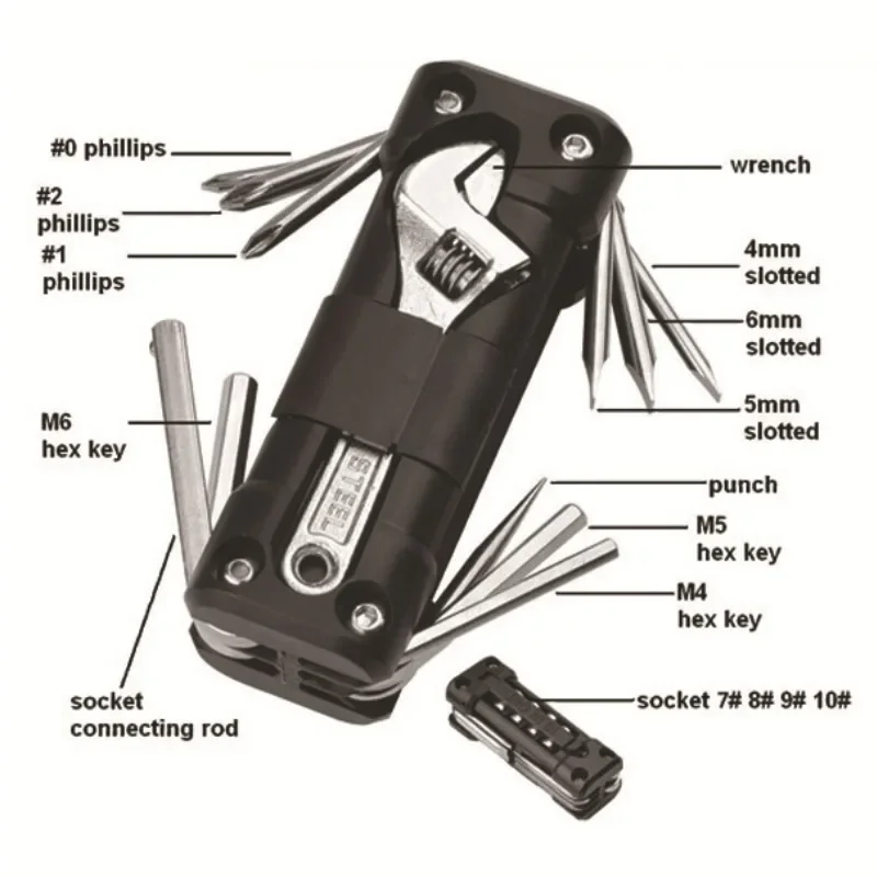 For Versatile Bicycle Tool Kit Multitool Set with Tire Repair Tools Screwdriver and Chain for MTB and Road Bikes
