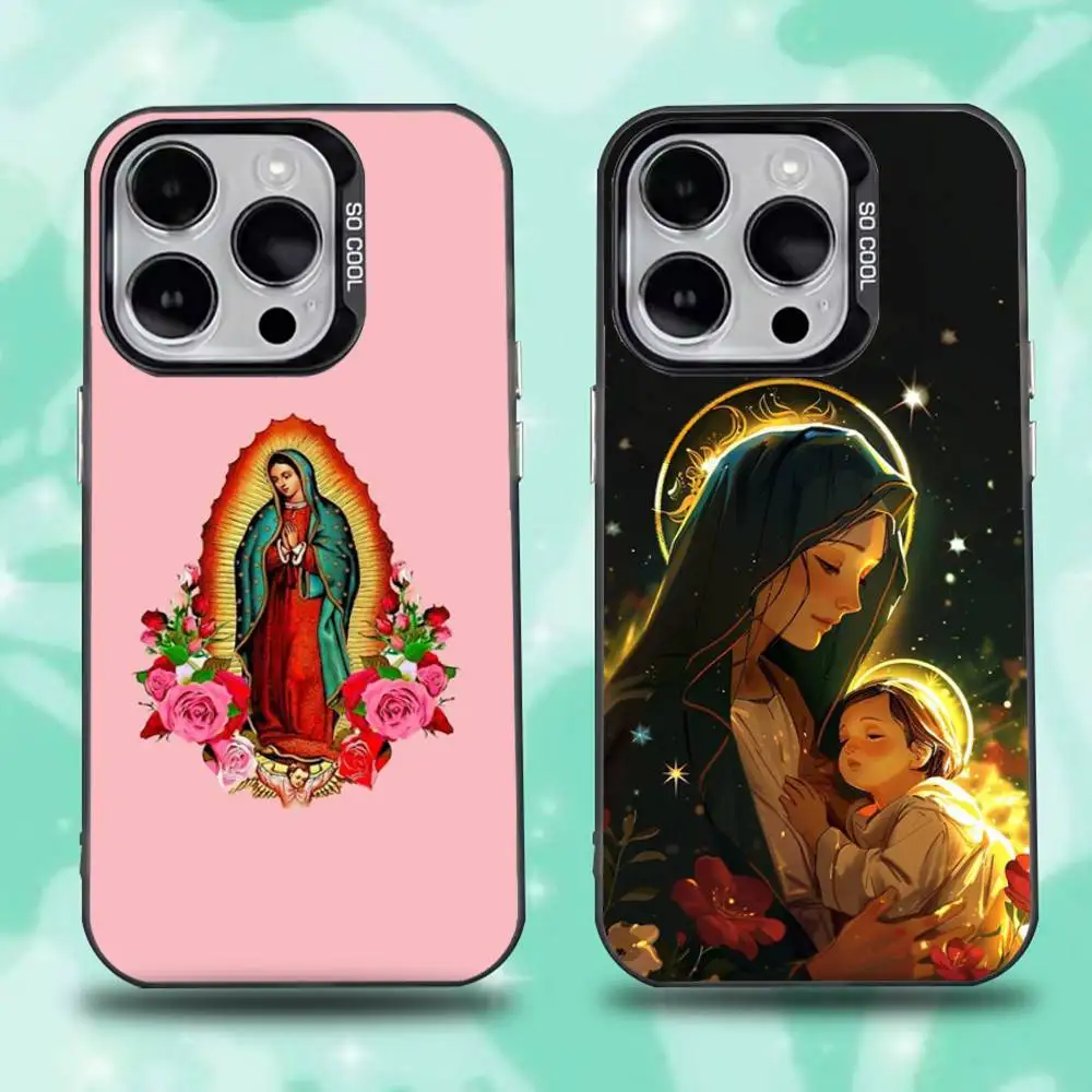 

Christian Virgin Mary Phone Case For iPhone 16,15,14,13,12,11,Mini,Pro,E,SE4,XS,MAX Black Candy Matte Cover