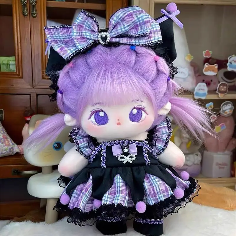 20cm Doll Clothes Cute Maid Outfit Set, Cotton Plush Doll Dress Up, Kawaii Costume for 20cm Plushies, Handmade Doll Accessories