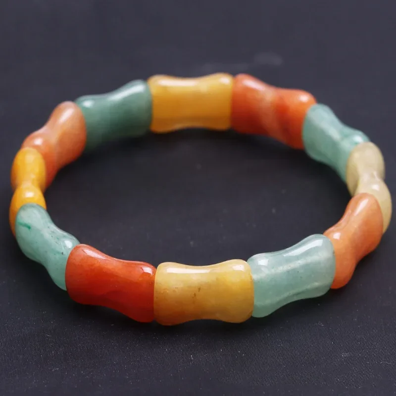 

Natural Aventurine Jade Hand-carved Wide Bar Jade Hand Brand Fashion Boutique Jewelry for Men and Women Multicolor Bracelet