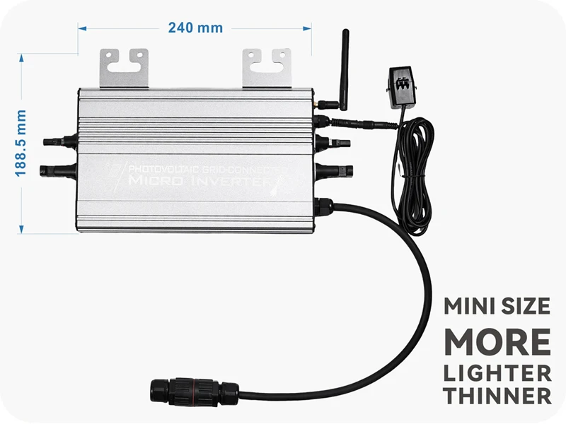 1200W/1000W Hybrid micro Inverter, Input 20-60V, Output 180~265VAC, WiFi+Backflow Protection+Grid Connection+Energy Storage