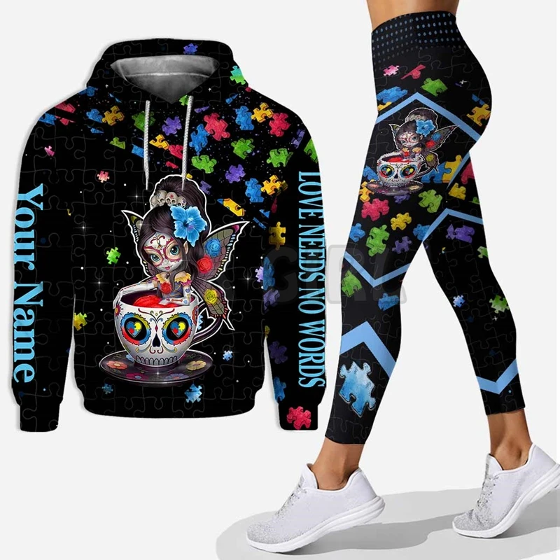 YX Girl Be Kind - Autism Awareness Custom You Name Combo Hoodie + Legging  3D Printed Apparel