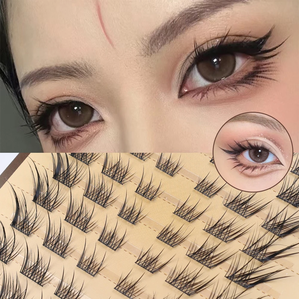 Pacotes segmentados grossos naturais, cílios postiços, ferramenta de maquiagem reutilizável, efeito Cluster Fox Eye, pacotes macios, DIY extensão dos cílios, 10 linhas