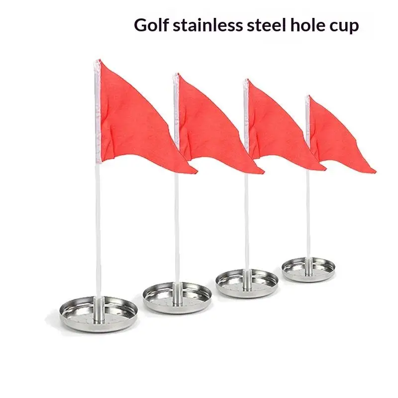 1 Set Golf Practice Flag Holder Stainless Steel Putting Hole Cup for Targeted Practice Home Garden Office Training