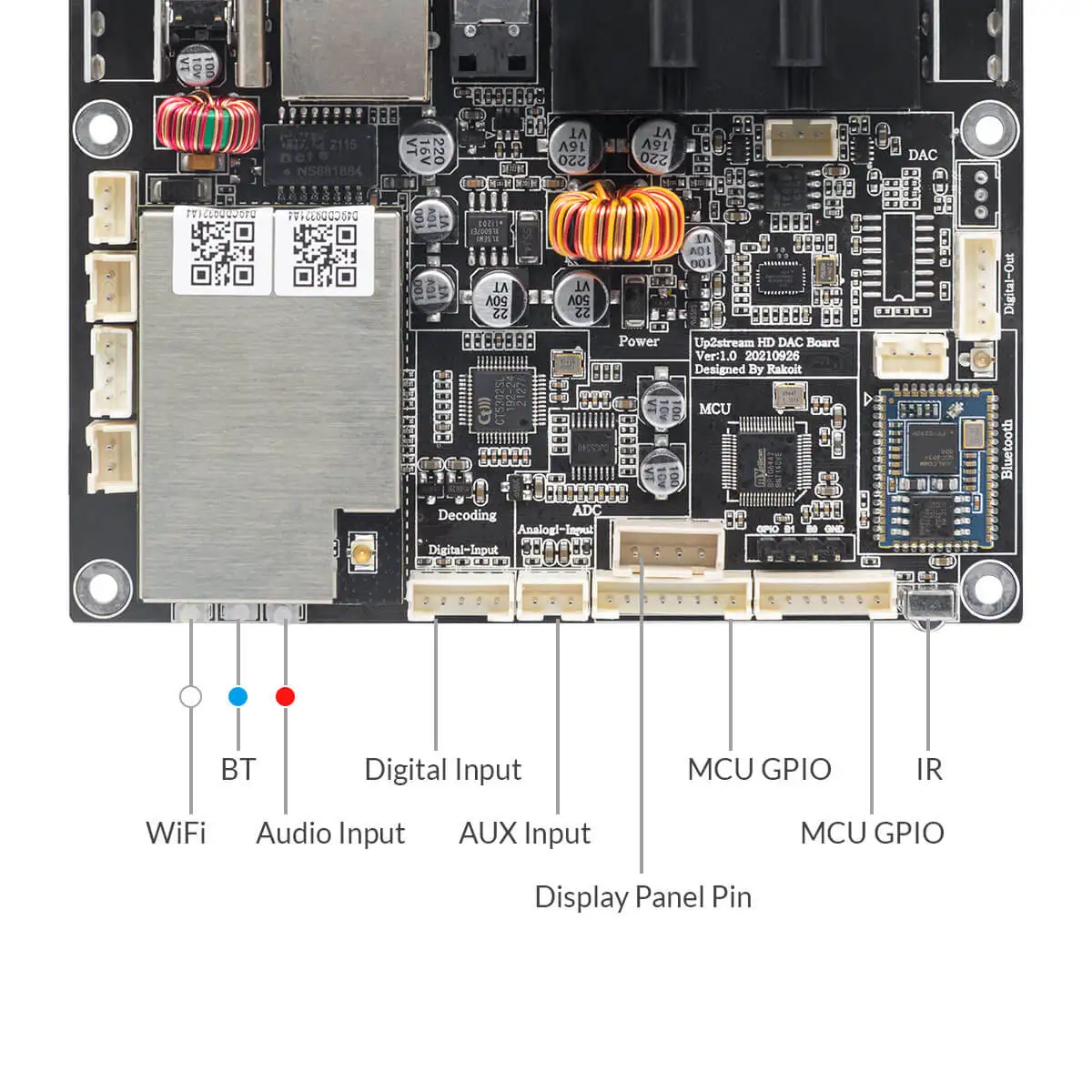 Imagem -02 - Arylic Up2stream Airplay2 hd Dac Multiroom de Alta Resolução Wi-fi e Bluetooth Placa de Streaming de Áudio sem Fio Aptx hd com Spotify