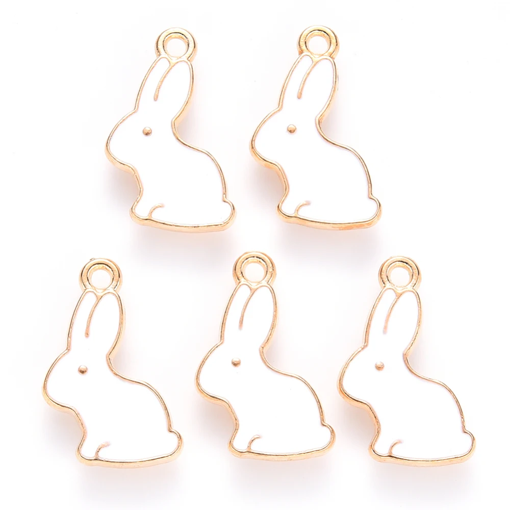 20pcs Alloy Enamel Bunny Pendants Easter Rabbit Charms for jewelry making necklace bracelet keychains bags craft decor wholesale