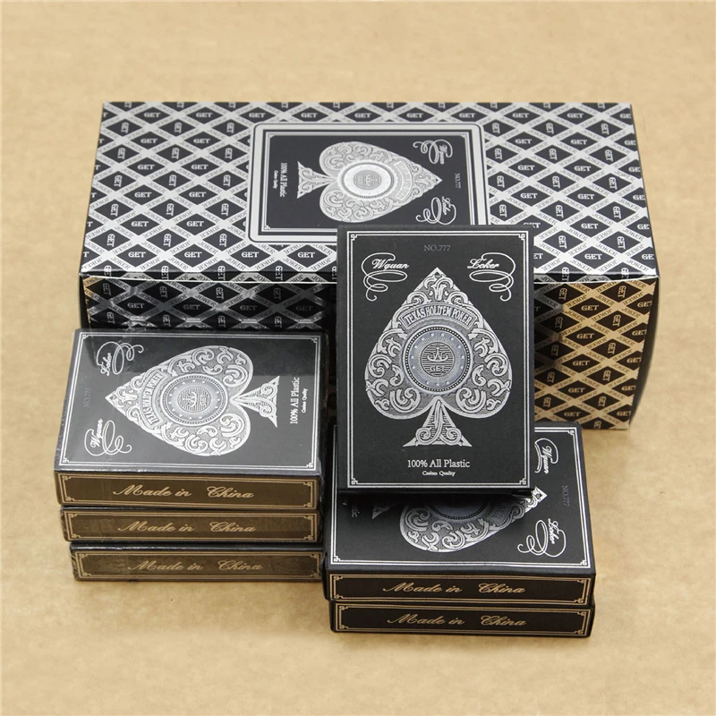 24K Gold Line Plastic Waterproof Gold Foil Playing Cards Texas Poker Set Funny High-grade Sports Leisure Gambling Poker Gift