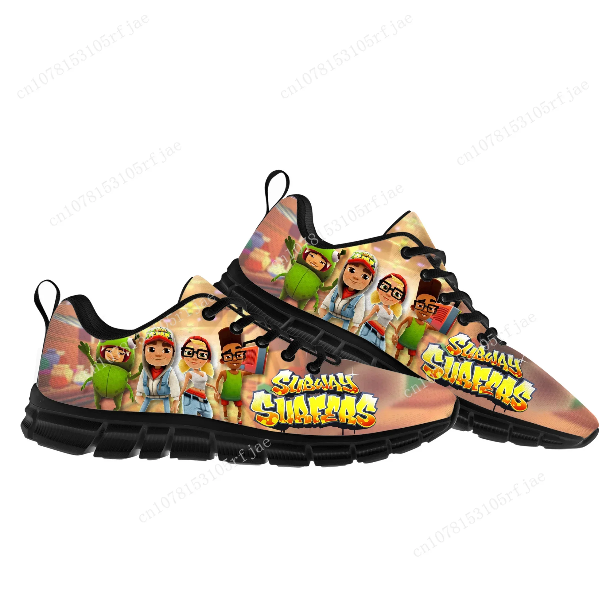 Sepatu Olahraga Kartun Game Subway Surfers Sepatu Sneaker Pria Wanita Sepatu Buatan Khusus