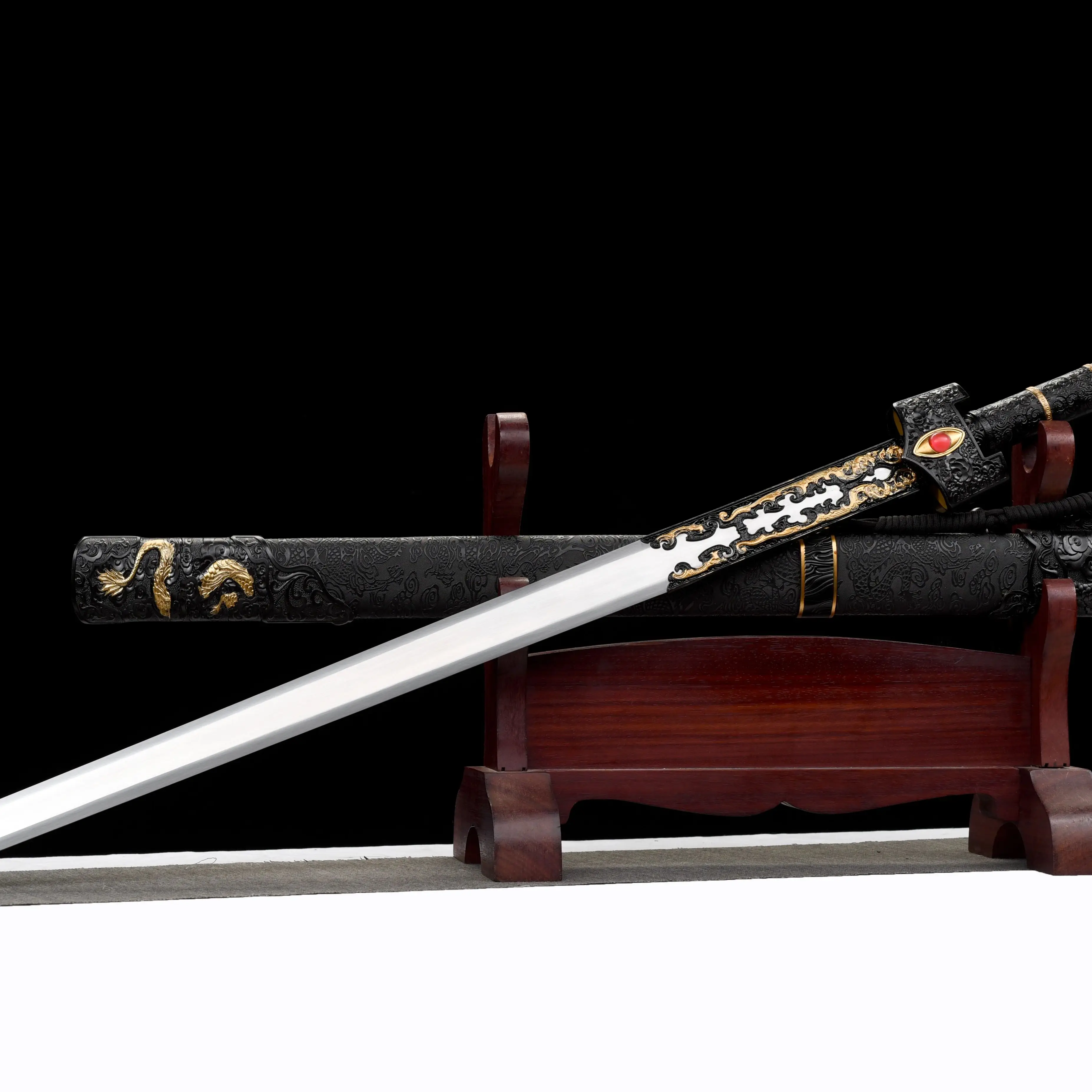 true samurai katana of Jinlong - Full Tang spring steel blade, sharp and sharp, a collection item for martial arts enthusiasts,