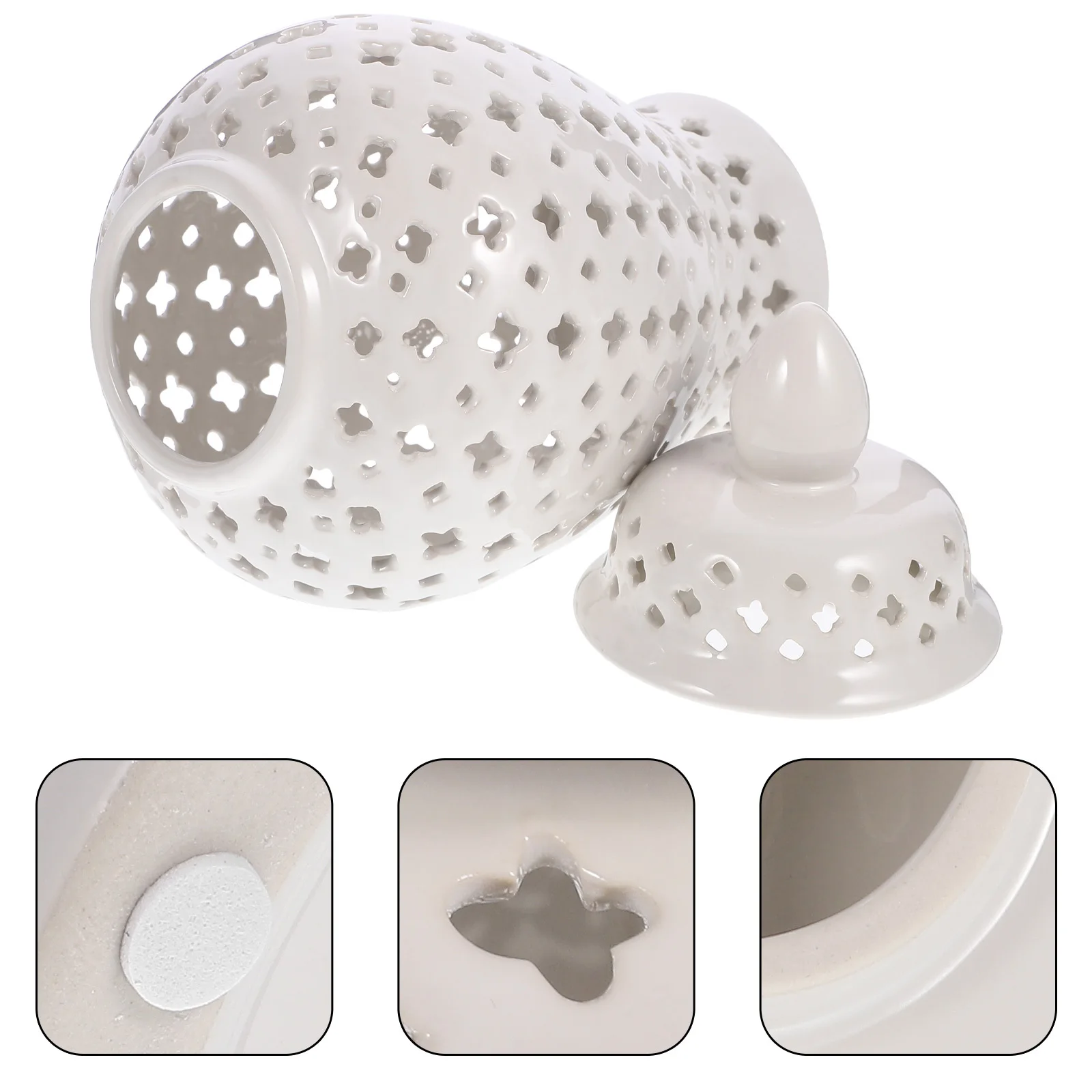 

Ceramic Hollow Out Jar Modern Storage Jar Flower Vase Home Garden Wedding Decoration Hollow Flower Holder Home Supplies