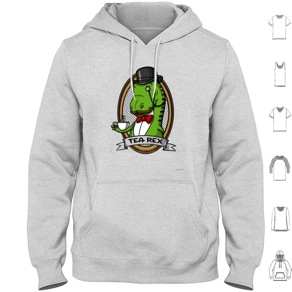 Tea Rex Dinosaur Hoodie cotton Long Sleeve Tea Rex Funny Dinosaur T Rex Joke Funny T Rex Dinosaur Lover Cartoon Dinosaur