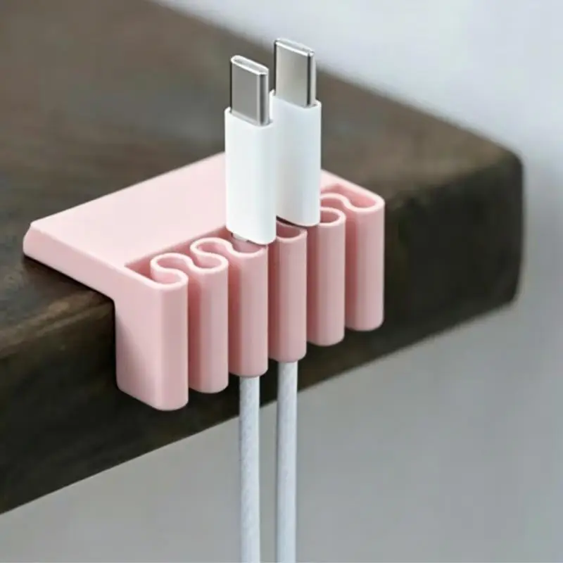 5Pcs 3D Printed Desk Cable Organizer Clip – Multi-Slot USB Cord Holder Edge Management Home Office
