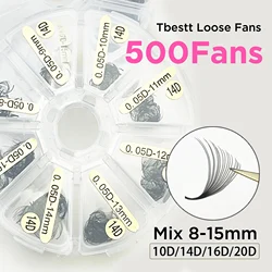Tbestt 500 Fans Pointy Base Loose Volume Fans 16D 20D Professional Silk Premade Volume Fans Pointy Base Eyelash Extensions