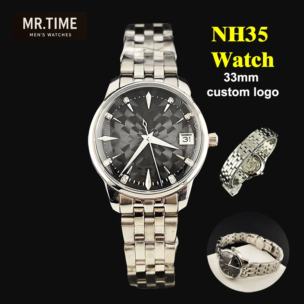 2026 Hot 33mm Silver Presage Cocktail Time for NH35 movement Ladies' watch Customized logo suitable for NH35 movement watches