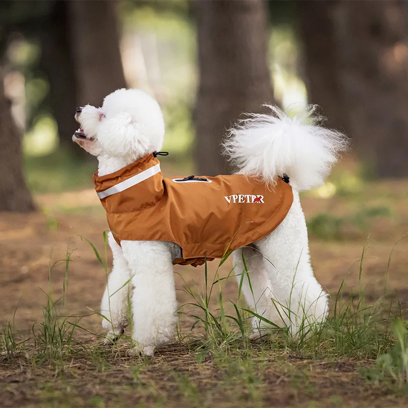 Waterproof Reflective Dog Raincoat Leash‑Hook Magic Tape Puppy Rainwear for Small Medium‑Sized Dogs Outdoor Pet Jacket Clothes