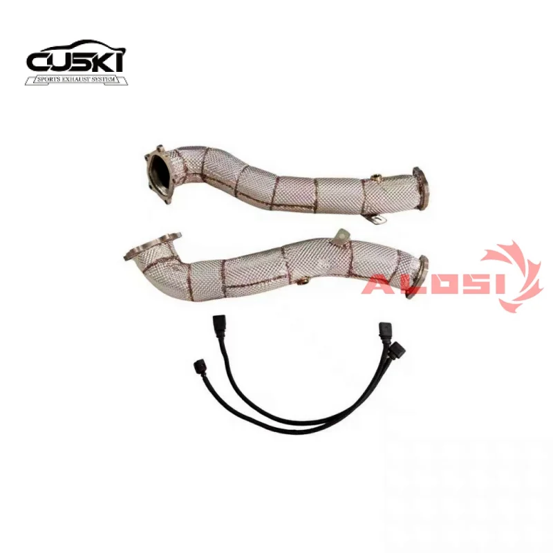 

Детали выхлопной трубы из нержавеющей стали для Audi S7 S6 C7 4.0T 2012-2015, свободная струящаяся водосточная труба, высокопроизводительная выхлопная труба